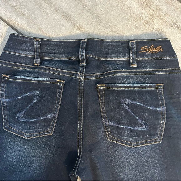 Silver Suki Mid-Rise Dark Blue Flare Bootcut Women's Jeans - Picture 7 of 13